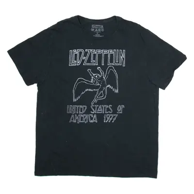 LED-ZEPPELIN 1977 Mens Band T-Shirt Black 90s XL
