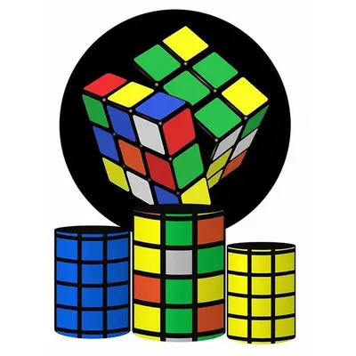 Aperturee Rubik Cube Party For Children Round Backdrop Kit | Circular Birthday Backdrop Cover | Round Birthday Backdrop Cover...