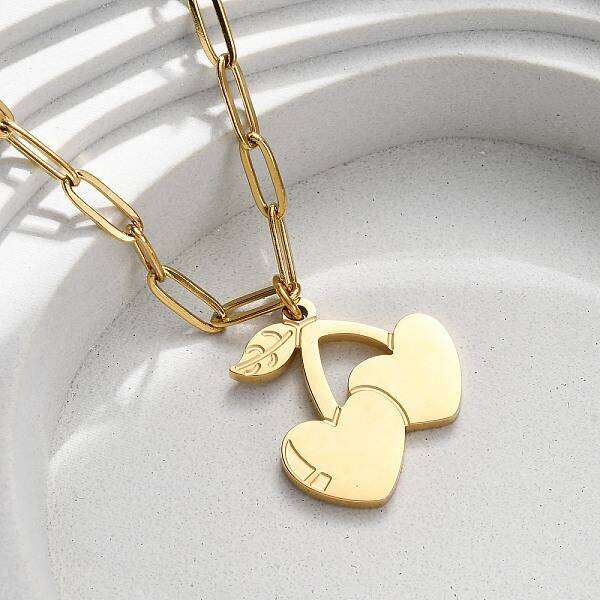 Cherry 304 Stainless Steel Pendant Necklaces for Women