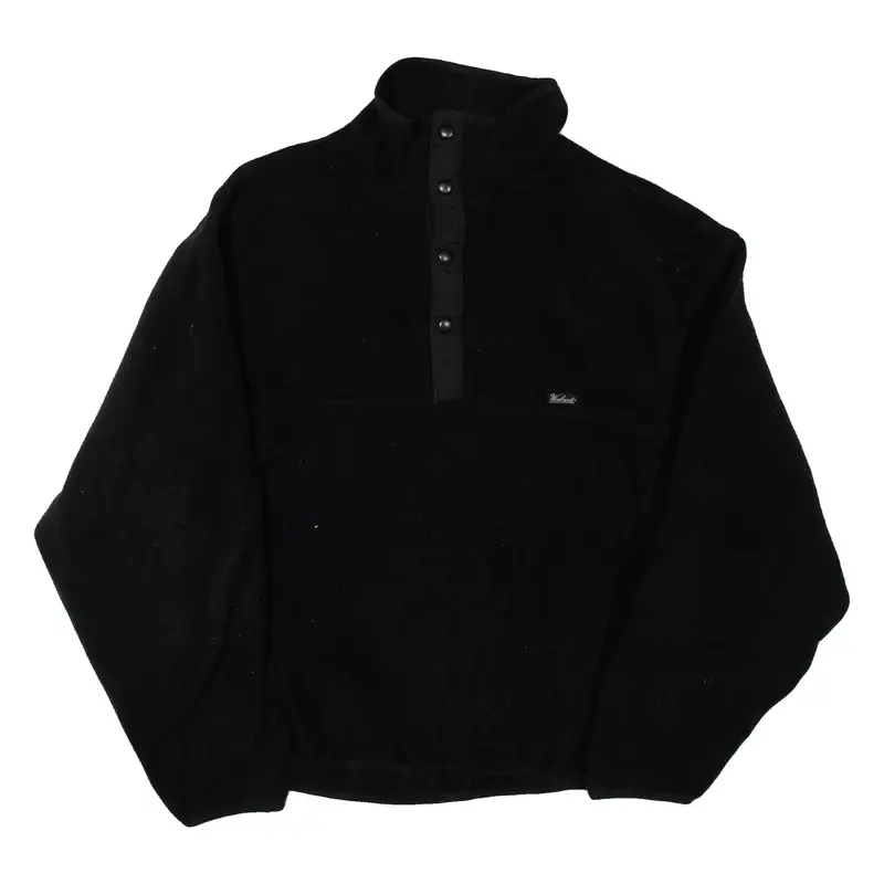 WOOLRICH Mens Fleece Black Button Neck L