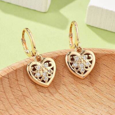 Brass Micro Pave Clear Cubic Zirconia Hoop Earrings for Women