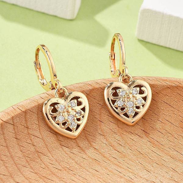 Brass Micro Pave Clear Cubic Zirconia Hoop Earrings for Women