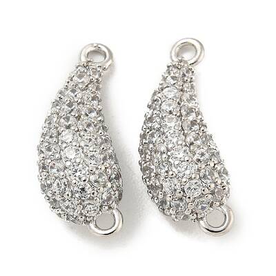 Brass Micro Pave Clear Cubic Zirconia Connector Charms