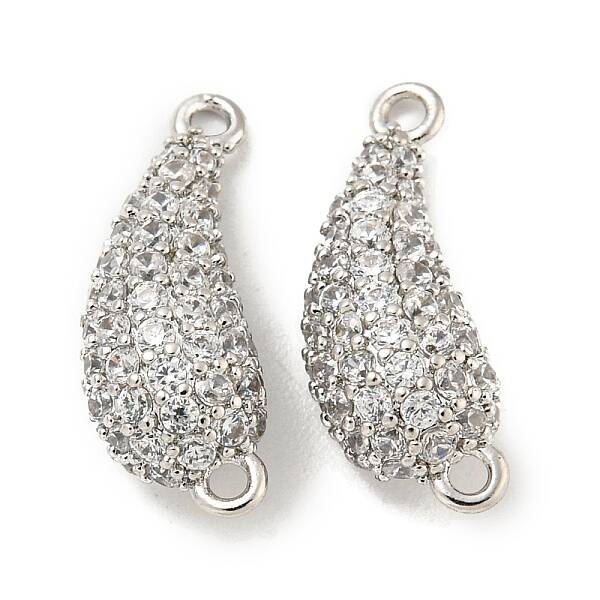 Brass Micro Pave Clear Cubic Zirconia Connector Charms