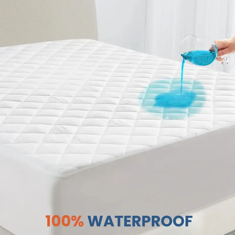 Waterproof Mattress Protector -Upto 16 Inches Deep Pocket Quilted Mattress Cover -Elastic Fitted Mattress Topper For Noiseles...