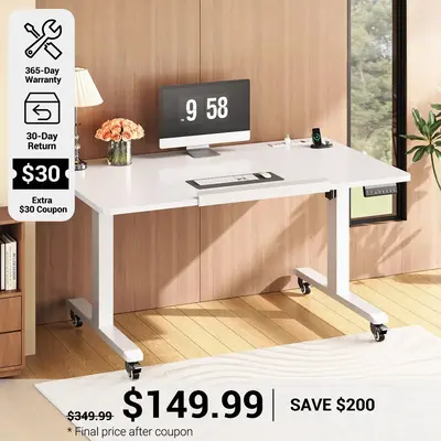 SEDETA 47 Inch Foldable Electric Standing Desk 180° Tiltable Mobile Rising Computer Desk Height Adjustable with Wheels for D...