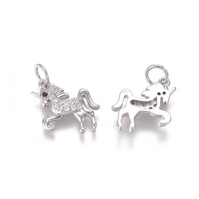 Brass Micro Pave Clear Cubic Zirconia Pendants