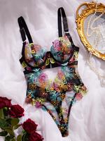 Women's Floral Embroidery Cut Out Sheer Sexy Lingerie, Fashion Comfy Breathable Bra for Daily Wear, Women Sexy Lingeries for ...