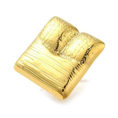 Ion Plating(IP) 304 Stainless Steel Square Open Cuff Ring for Women