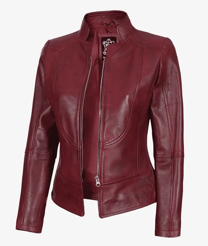 Maroon leather jacket