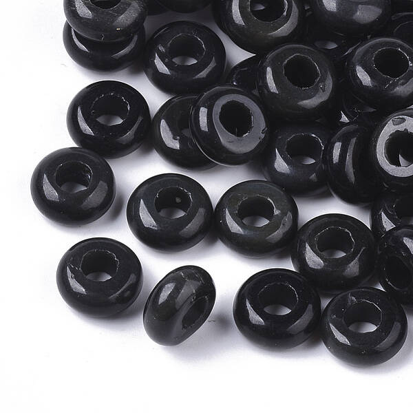 Natural Black Gemstone European Beads