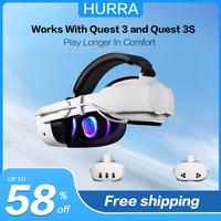 HURRA Wireless Head Strap with Battery Compatible with Meta/Oculus Quest3S/3, 6000mAh Fast Charging Detachable Battery Pack E...