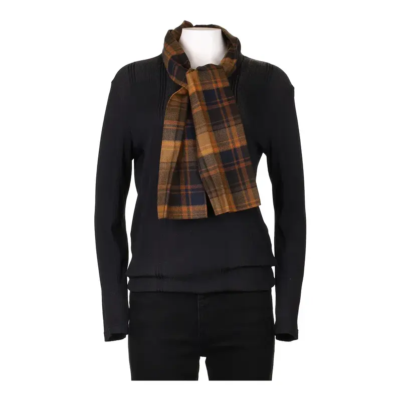 Unbranded Checked Scarf - No Size Brown Cotton Blend