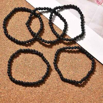 Natural Lava Rock Round Beads Stretch Bracelets