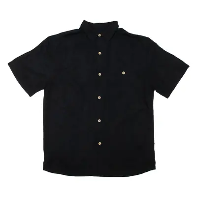 JOE MANLIN Mens Hawaiian Shirt Black Floral L