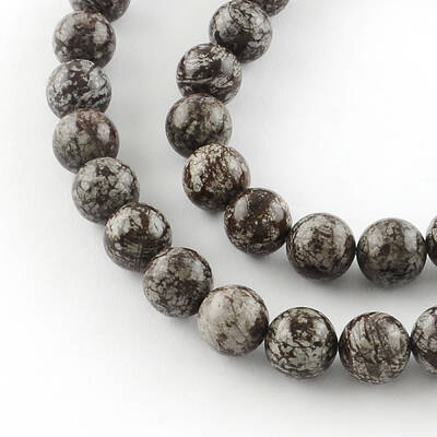 Round Natural Red Snowflake Obsidian Beads Strands