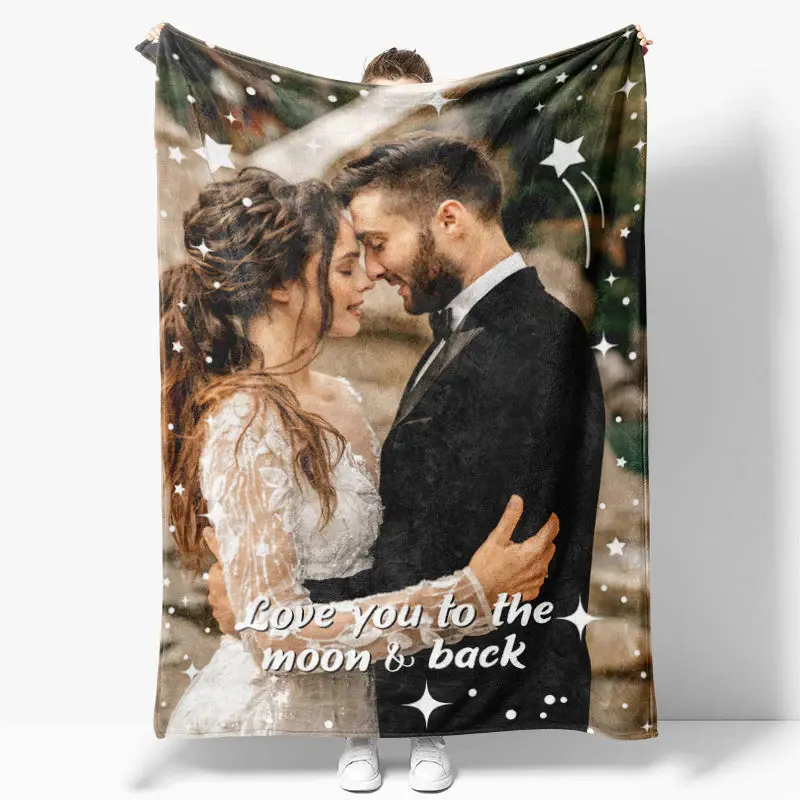 Personalized Photo Stars Overlay Gift Soft Blanket - Aperturee