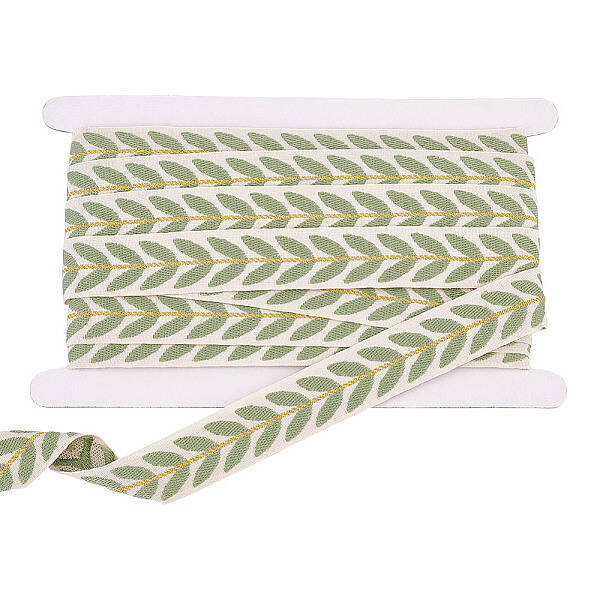 10.5-11 Yards Polyester Embroidery Leaf Ribbons