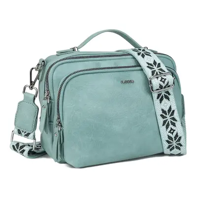 Women's Small Crossbody Bag with Top Handle and Adjustable Braided Strap - Soft PU Leather Multi-Pocket Shoulder Bag