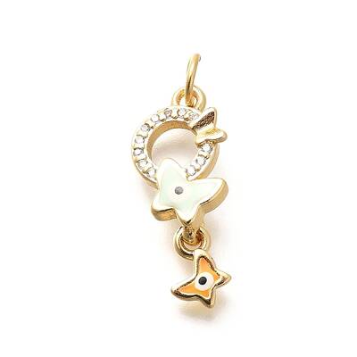 Brass Micro Pave Cubic Zirconia with Enamel Pendants