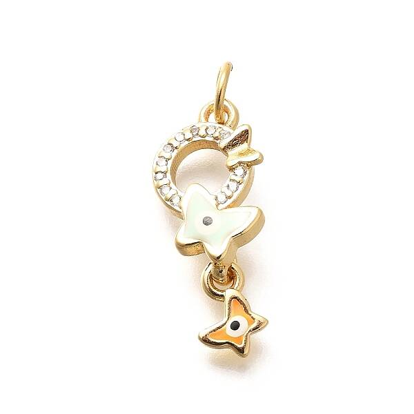 Brass Micro Pave Cubic Zirconia with Enamel Pendants