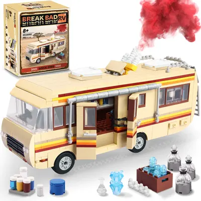 【TOKMOC】66002,986 Pieces,Yellow Bus RV Building Block Set,Camping Car RV Brick Set,Assembly Toys,Collecting Building and ...