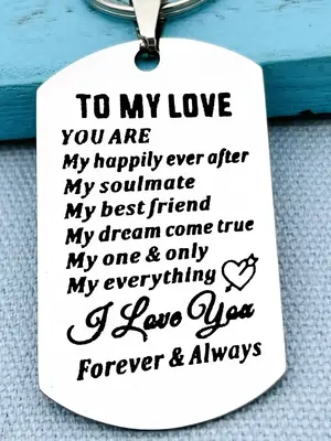 Vintage Style Slogan Engraved Couple Keychain for Car Keys, Metal Key Ring & Key Holder, Ideal Keychain Gift for Men & Women,...