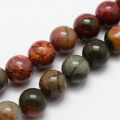 Natural Polychrome Jasper/Picasso Stone/Picasso Jasper Bead Strands