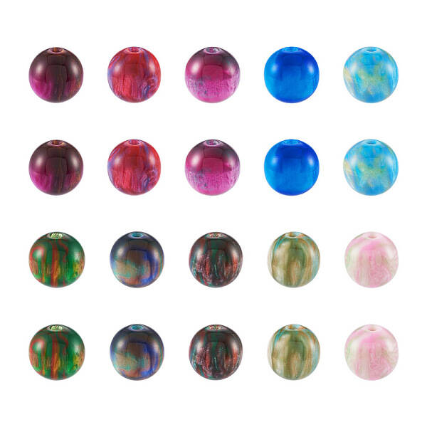 100Pcs 10 Colors Two Tone Opaque Resin Beads