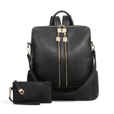 Checkerboard Pattern Backpack Set, Women'S Fashionable Vintage Trendy Casual Large Capacity Zipper Travel Backpack & Wristlet...