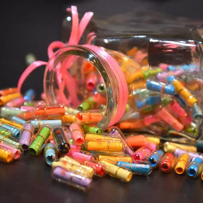 100pcs/pack Love Blank Message Capsule, Colorful Love Pill, DIY Gift for Wedding Party, Capsule Message Letters Empty Pill Ca...