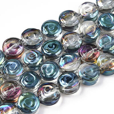 Half Rainbow Plated Electroplate Transparent Glass Beads Strands