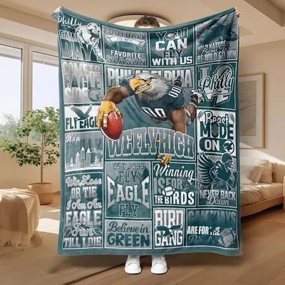 Fly Eagle Printed Flannel Blanket, Soft Warm Throw Blanket, Air-conditioned Room Blanket, Warm Nap Blanket for Home Office Tr...
