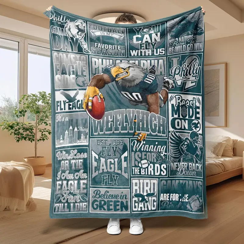 Fly Eagle Printed Flannel Blanket, Soft Warm Throw Blanket, Air-conditioned Room Blanket, Warm Nap Blanket for Home Office Tr...