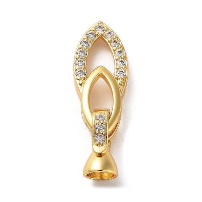Rack Plating Brass Micro Pave Cubic Zirconia Ice Pick Pinch Bails
