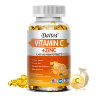 Daitea Vitamin C + Zinc 120 Softgels, Support skin health, Support   Immune for Men and Women,Even skin tone