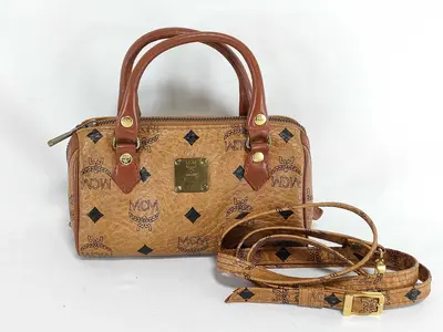 Pre-owned MCM PVC Shoulder Bags Visetos 2WAY Mini Boston Bag Handbag