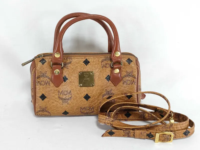 Pre-owned MCM PVC Shoulder Bags Visetos 2WAY Mini Boston Bag Handbag