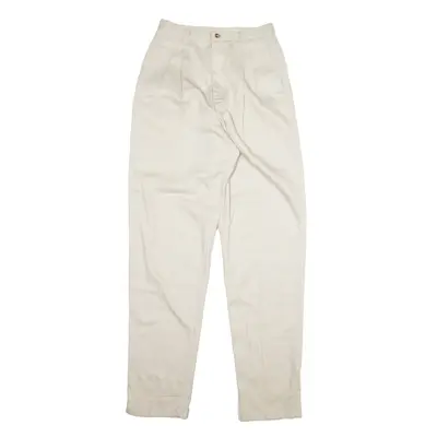 Pleated Trousers Beige Regular Tapered Womens W26 L33