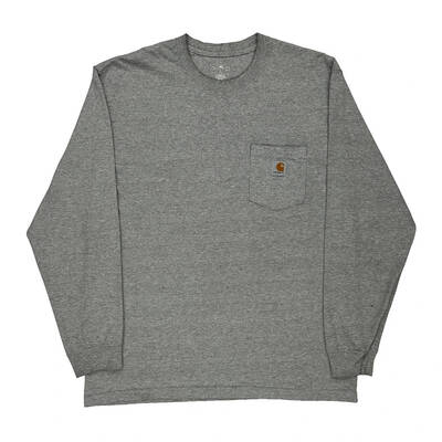 Carhartt Long Sleeve T-Shirt - Large Grey Cotton Blend