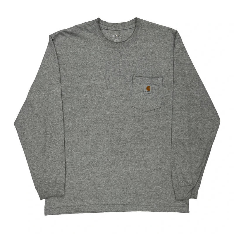Carhartt Long Sleeve T-Shirt - Large Grey Cotton Blend