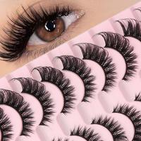 Natural Look False Eyelashes, 10 Pairs Wispy Faux Cluster Lashes, Volumized False Eyelashes for Women and Girls Eye Makeup En...