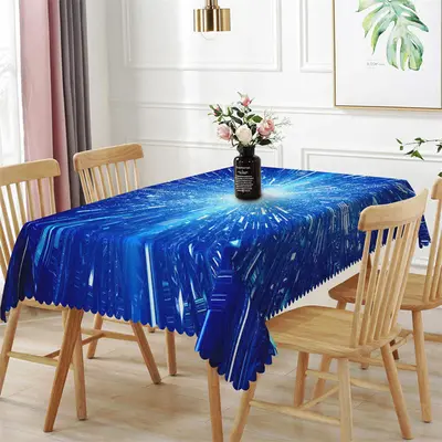 Radiating Light Spots Blue Rectangle Tablecloth - Aperturee