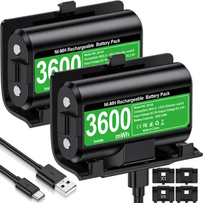 ESYWEN Upgrated Rechargeable Battery Packs for Xbox Series X|S/Xbox One 2X3600mWh Xbox One Controller Battery with 4pcs Batte...