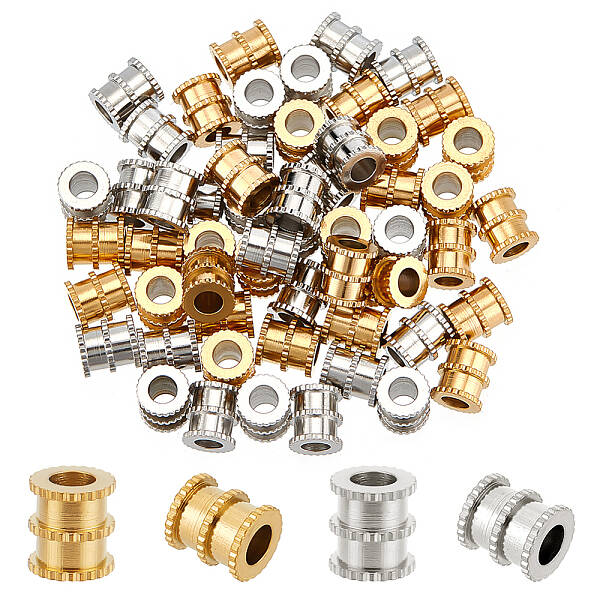 60Pcs 2 Colors 201 Stainless Steel Beads
