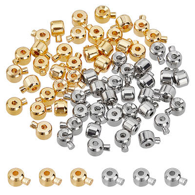 60Pcs 2 Colors Brass Crimp Beads