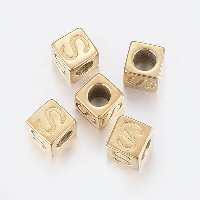 304 Stainless Steel Large Hole Letter European Beads