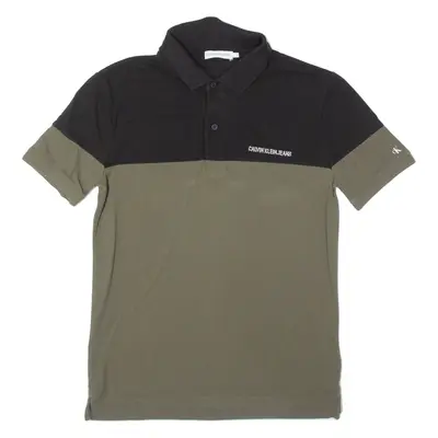 CALVIN KLEIN JEANS Boys Polo Shirt Green Colourblock 12Y