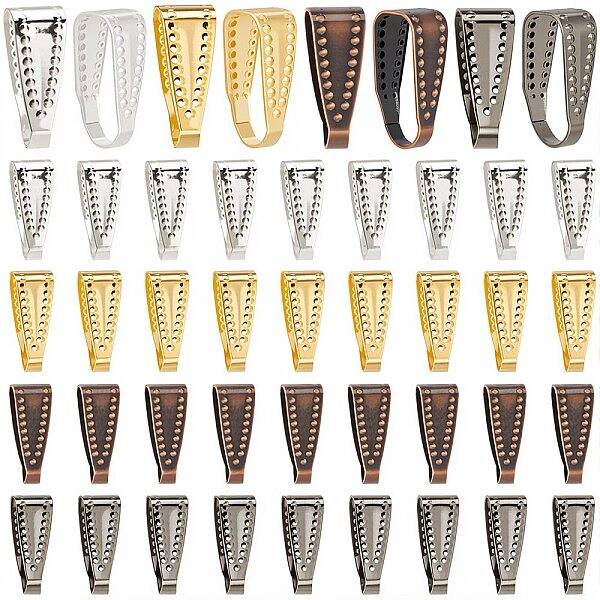 480Pcs 4 Colors Brass Snap on Bails