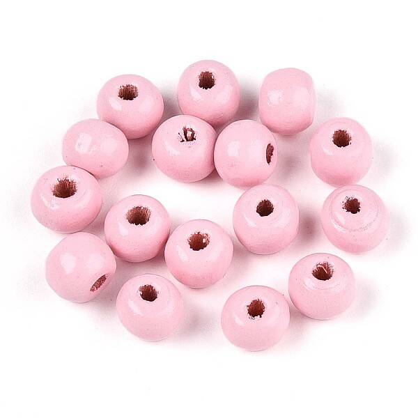 Spray Painted Round Natural Schima Wood Beads